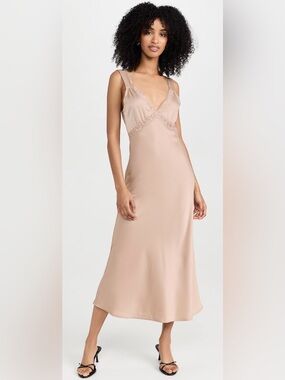 WAYF Slip Dress in Mushroom, size M